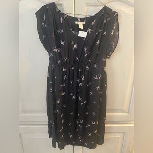 Mama H&M navy dress with bird print